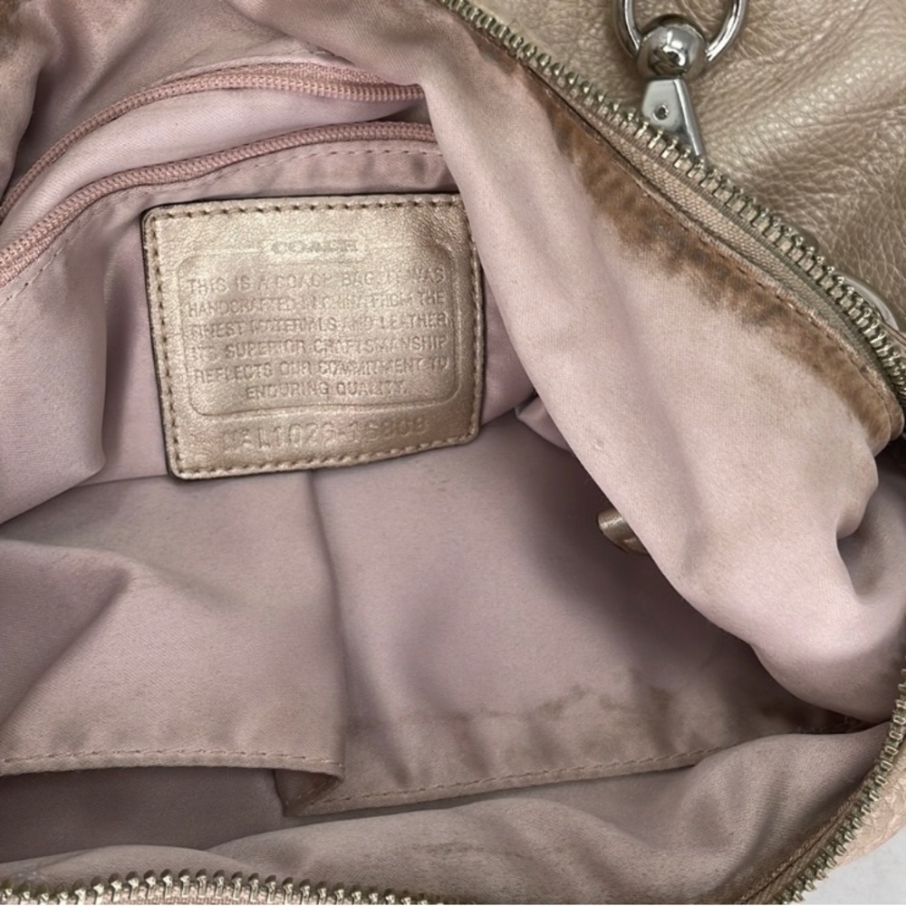 Coach Purse Bag Kristin Pebbled Leather Champagne Crossbody - Picture 13 of 13